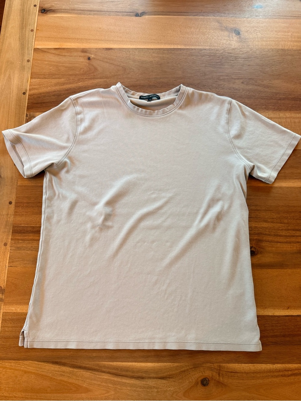 Robert Barakett Men's Crewneck Tee in Light Beige Pima cotton